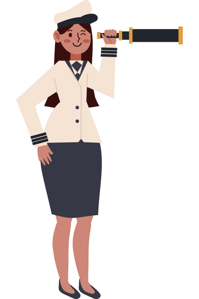 navy officer woman with telescope isolated png
