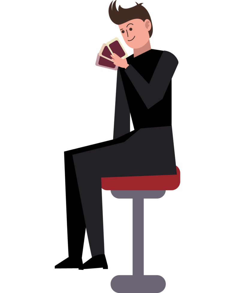 gambler with casino cards isolated png