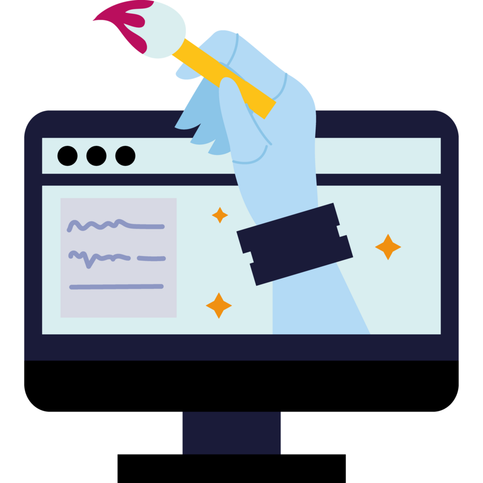 ai artist screen computer isolated png