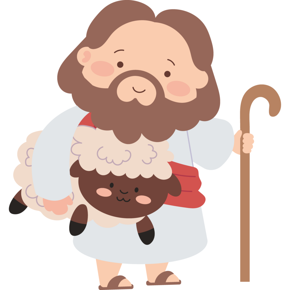 cute jesus with lamb isolated png