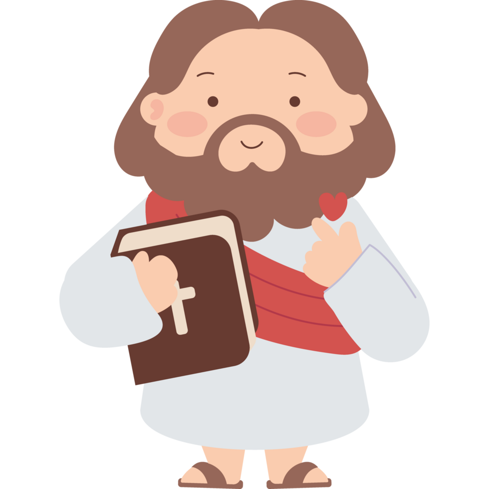cute jesus christ with bible isolated png