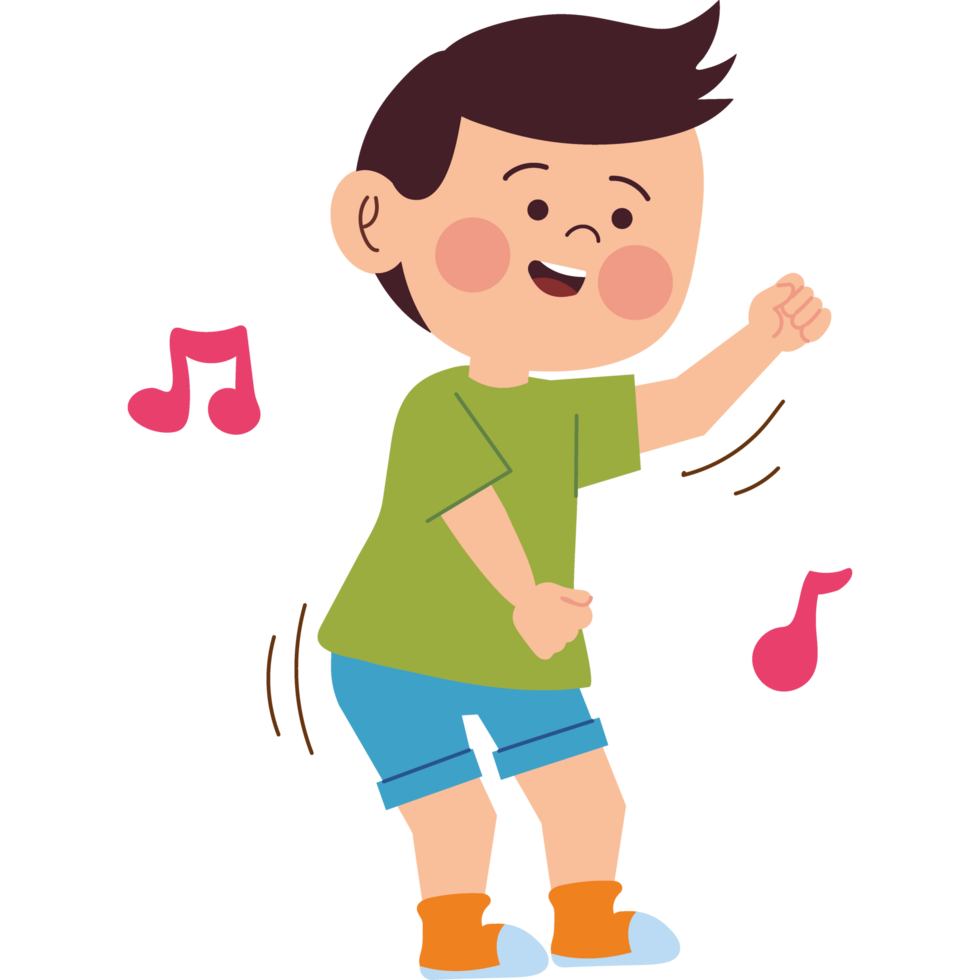 cute boy dancing music isolated png