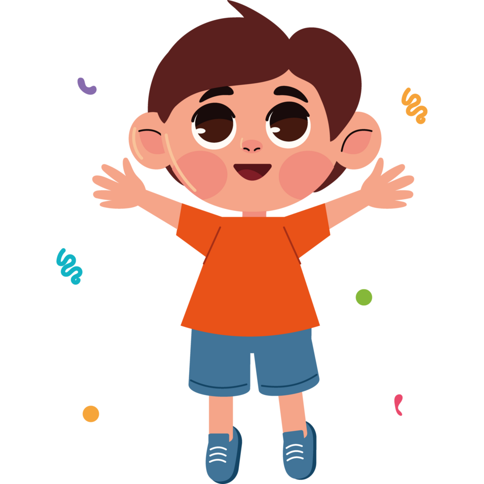 little boy celebrating with confetti png