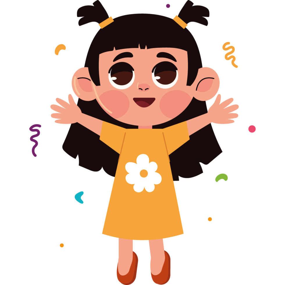 smiling girl celebrating with confetti png