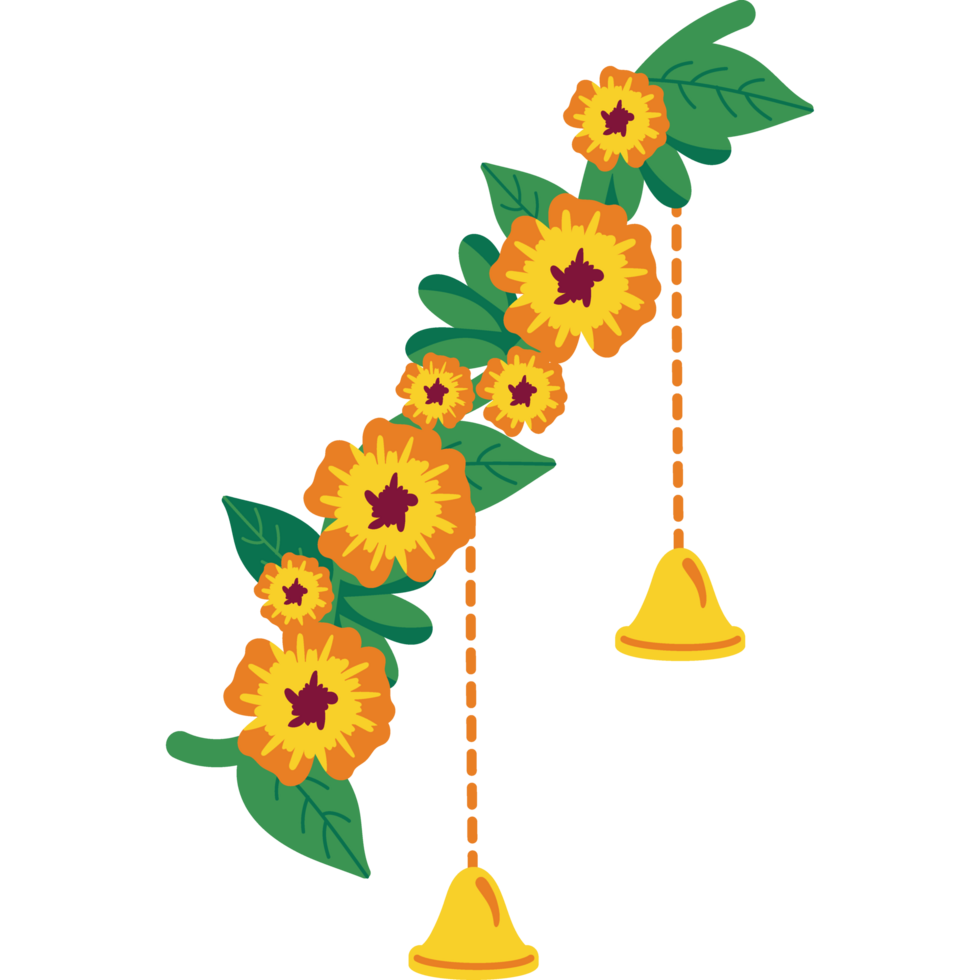 indian wedding floral bells isolated png