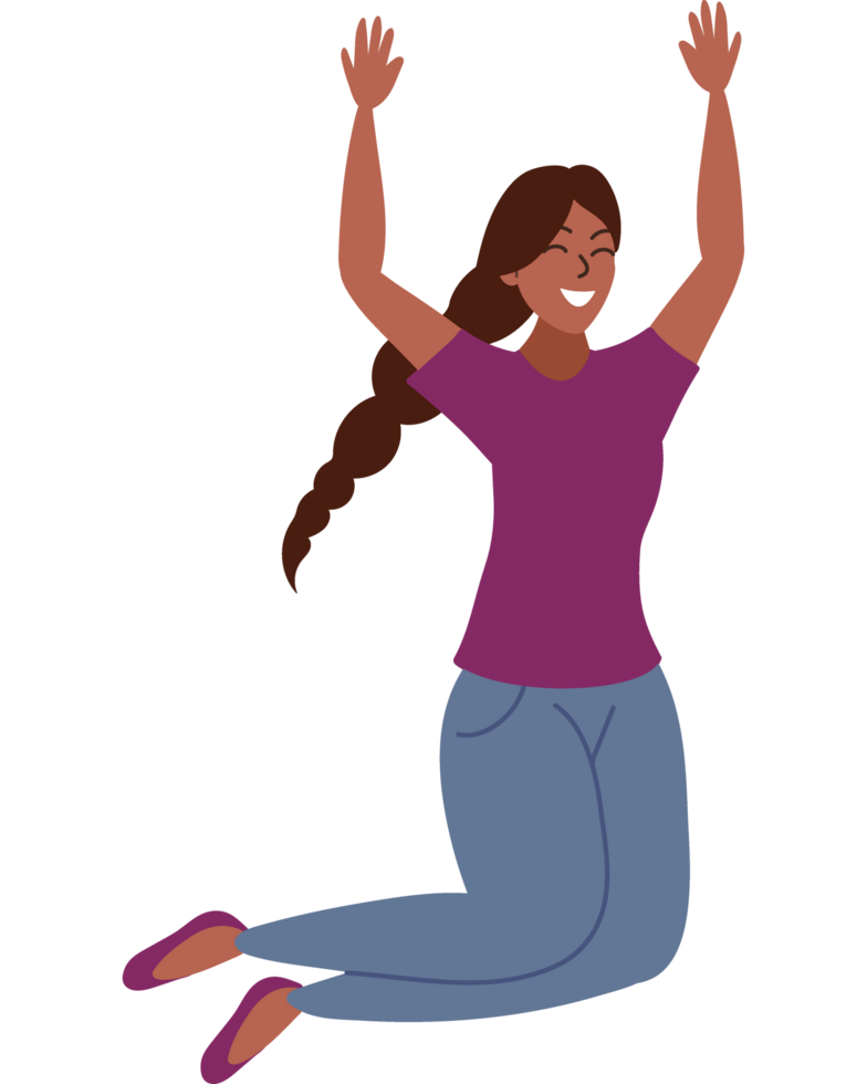 jumping teenager celebrating isolated design png