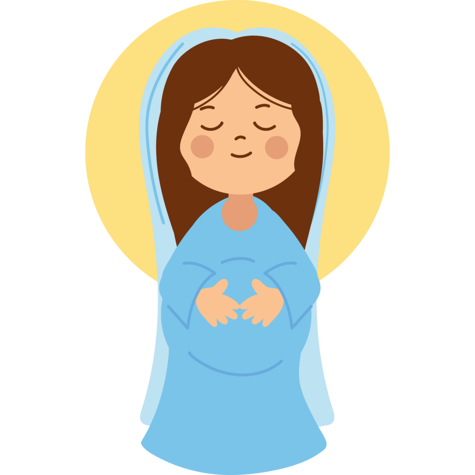 cute virgin mary character isolated png