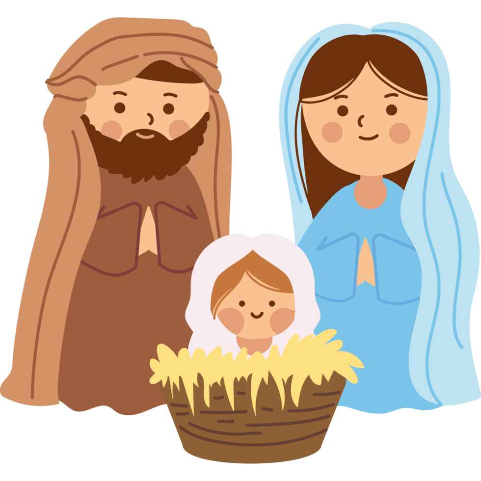 sacred family virgin mary with baby jesus and joseph isolated png