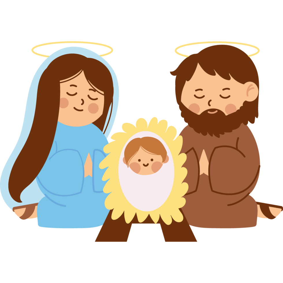 cute sacred family cartoon isolated png