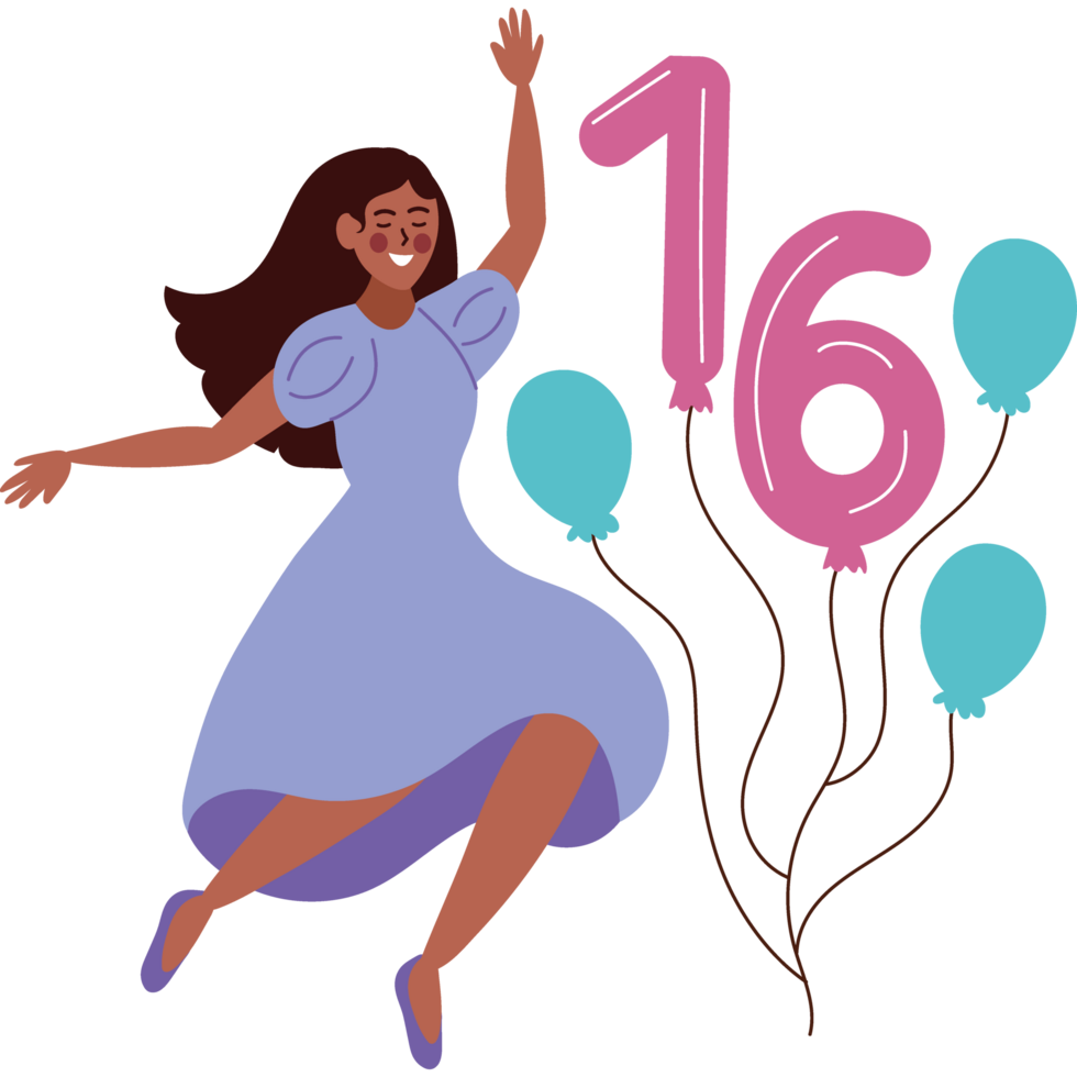 teenager birthday cake sixteen number isolated png