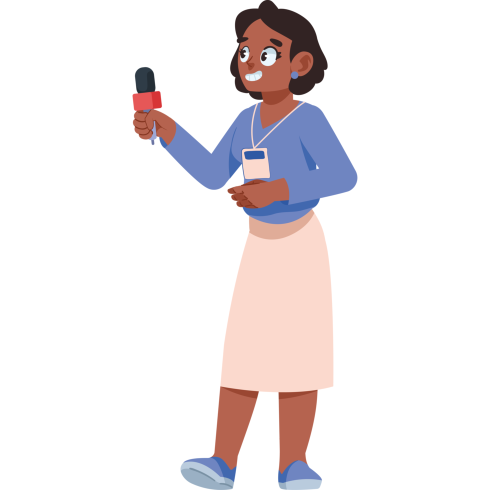 journalist woman holding microphone isolated png