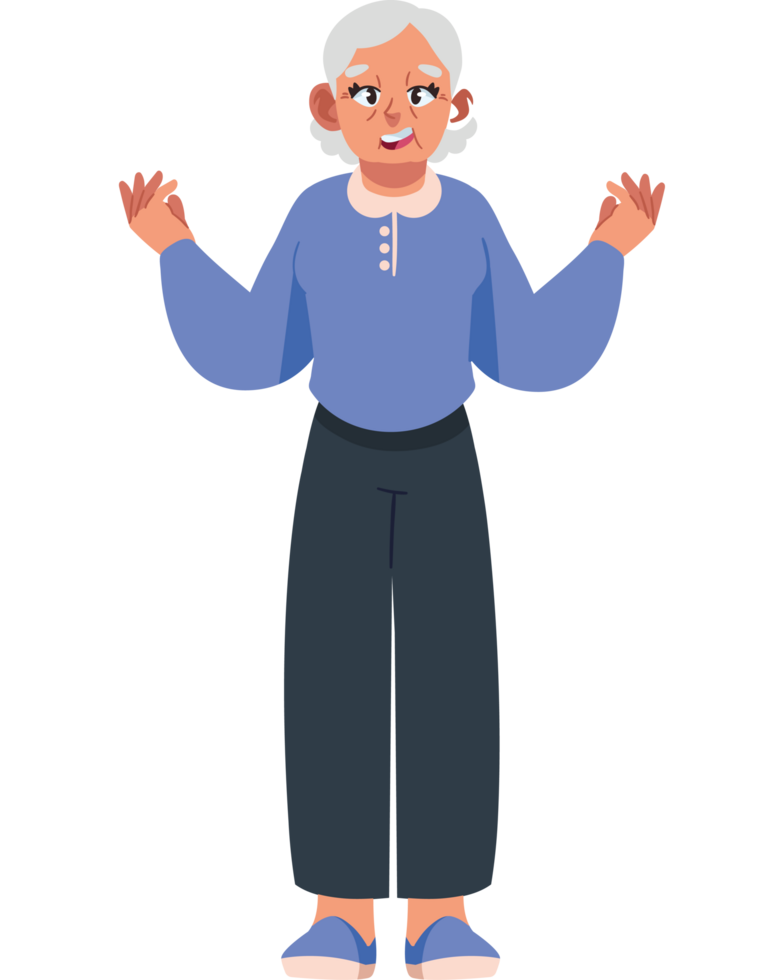 elderly woman is standing isolated png