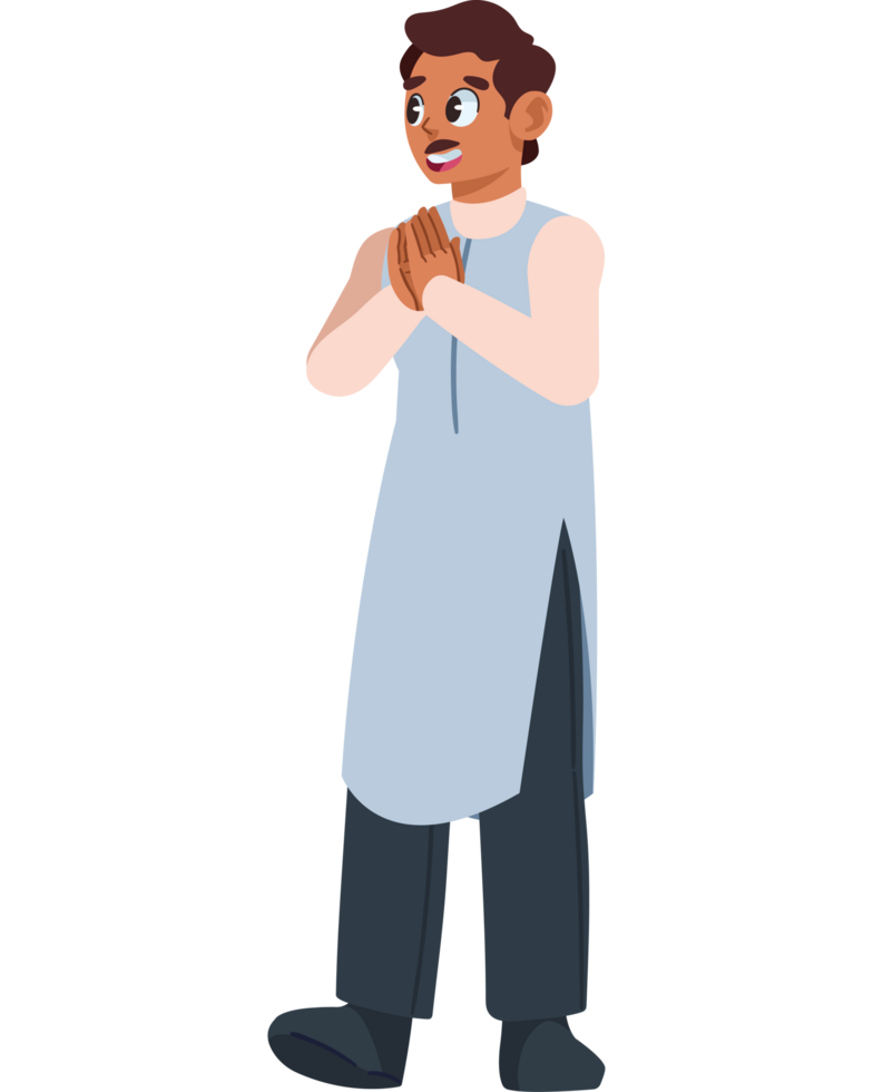 indian man making in a namaste gesture isolated png