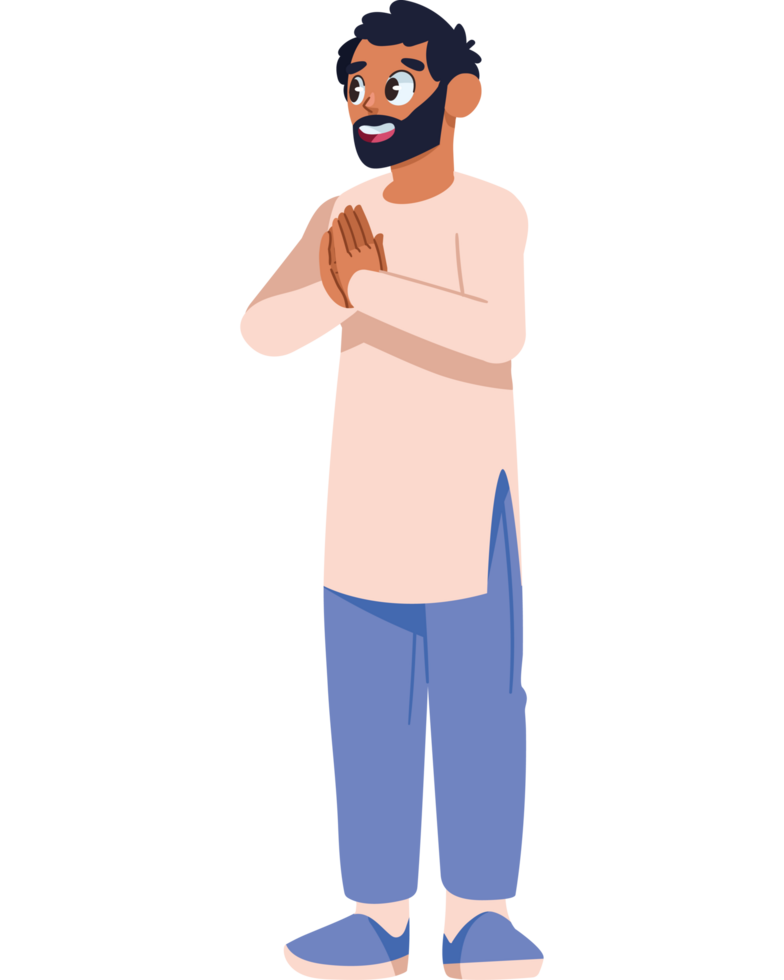 hindu man making namaste greeting isolated png