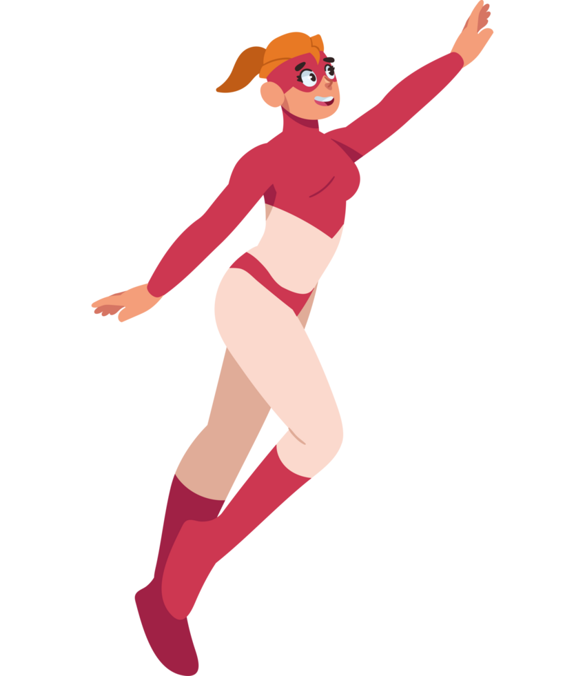 cute cartoon girl in superhero costume isolated png