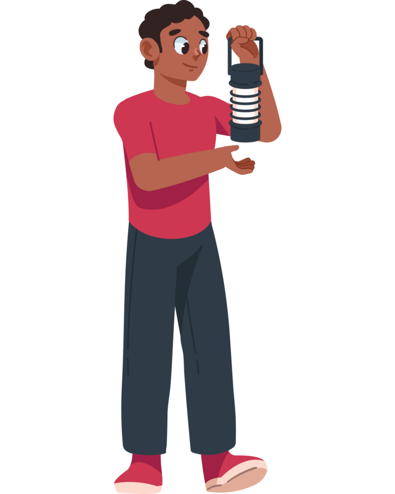 man holding mosquito killer lamp with uv light png