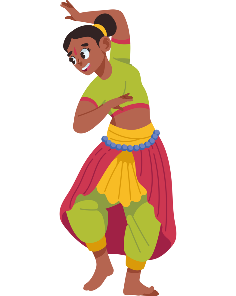 hindu woman practicing bharatanatyam isolated png