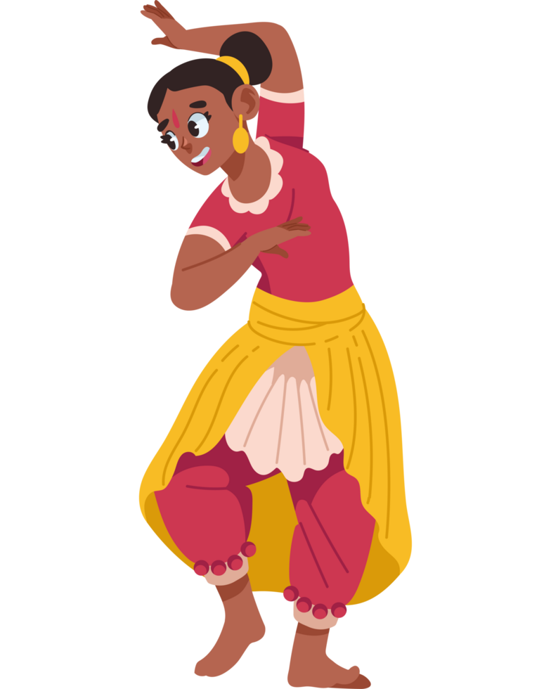 indian dancer bharatanatyam in saree isolated png