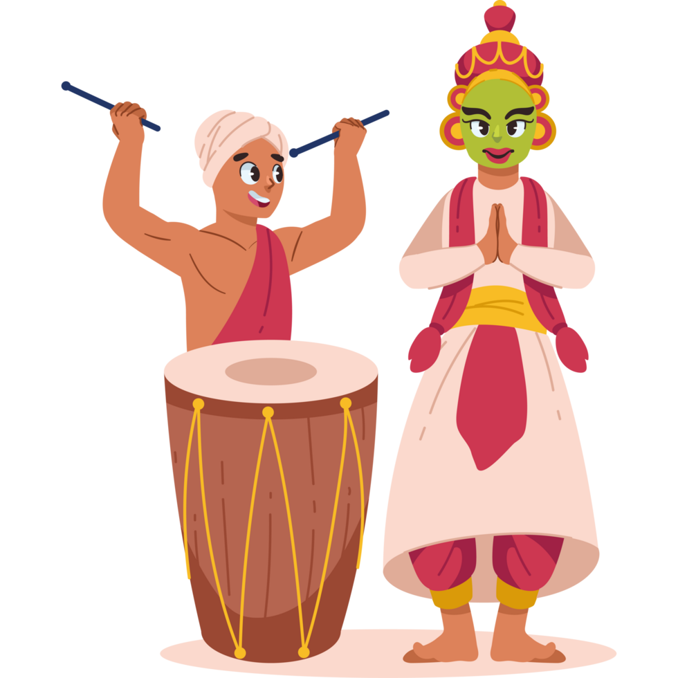 musicians and onam traditional from kerala isolated png