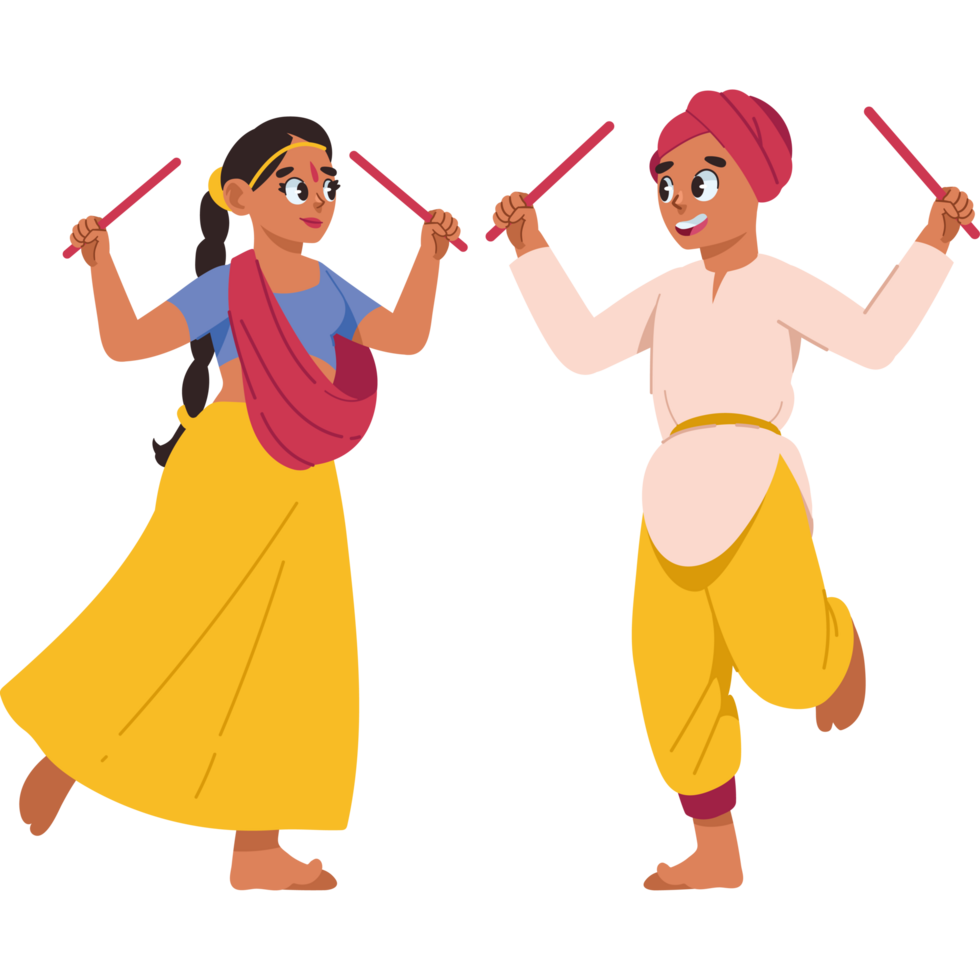 indian couple celebrating navratri festival design png