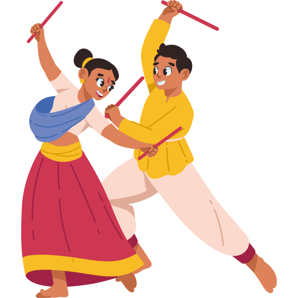 couple dancing in navratri festival isolated png