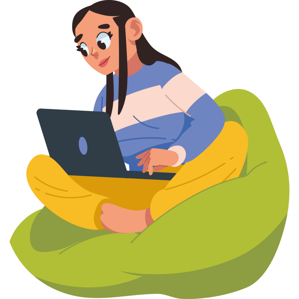 freelancer woman working remotely at home isolated png
