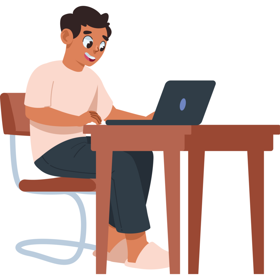hybrid workplace with employee working isolated png