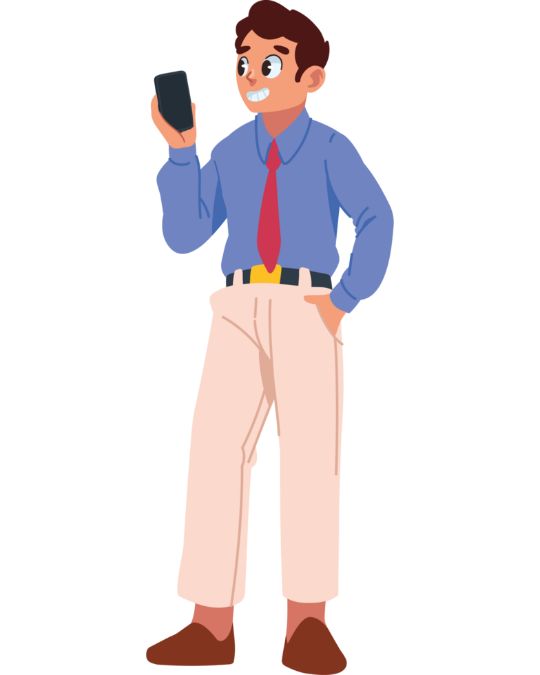 entrepreneur man using smartphone isolated png