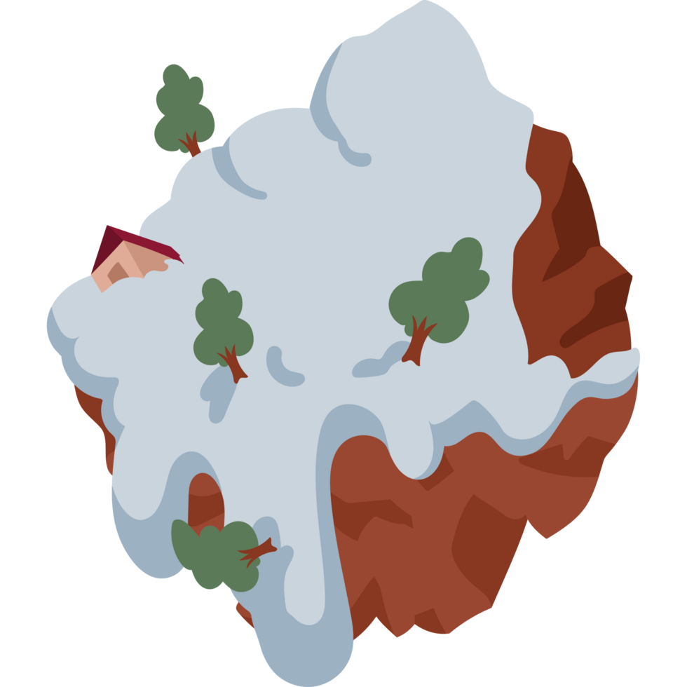 avalanche or landslide on a hill climate change isolated png