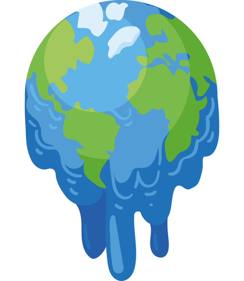 global warming melting earth isolated png
