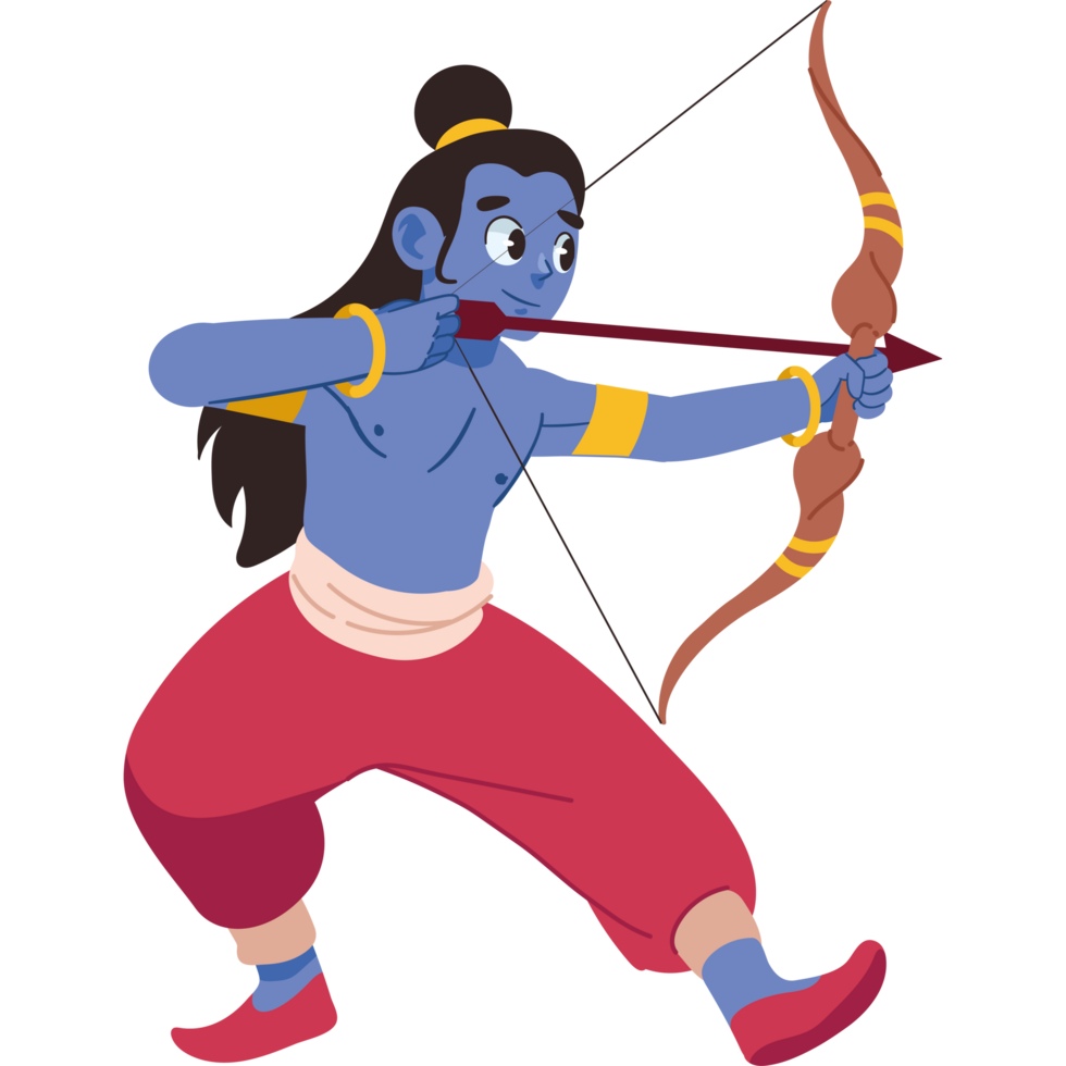 lord rama character standing with bow and arrow isolated png