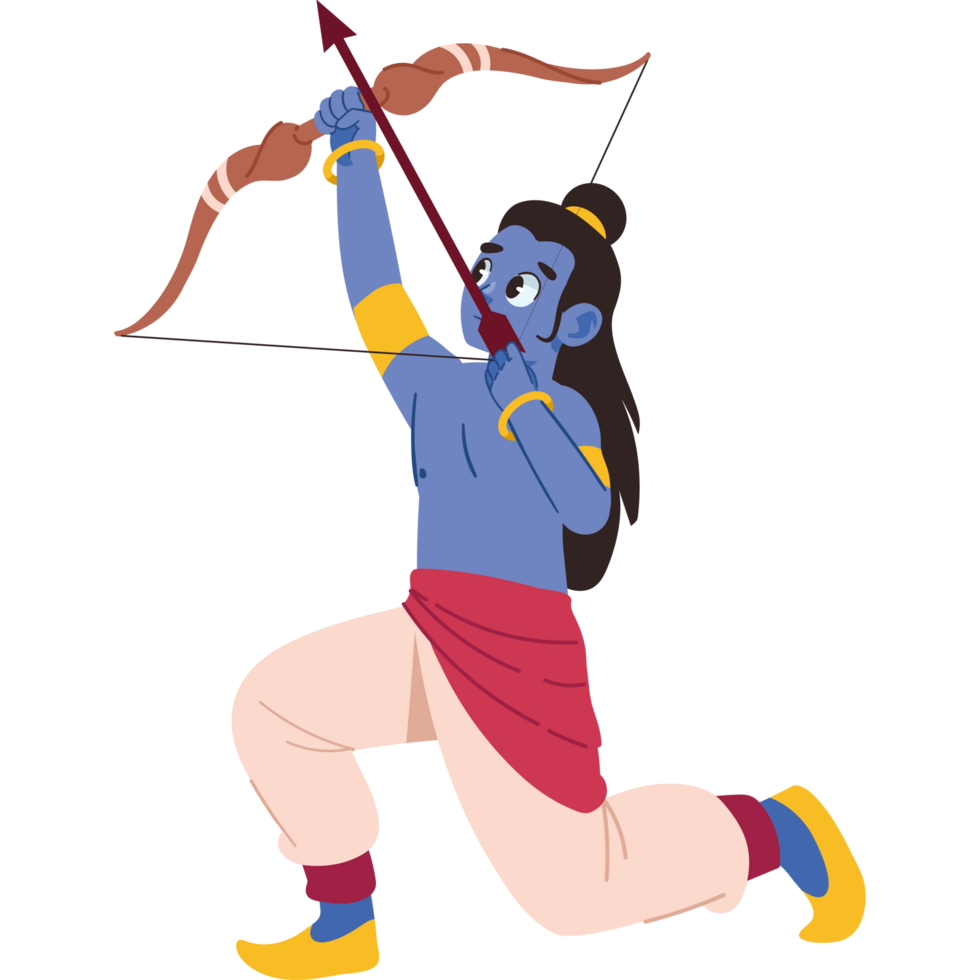 lord rama playing with bow and arrow isolated png