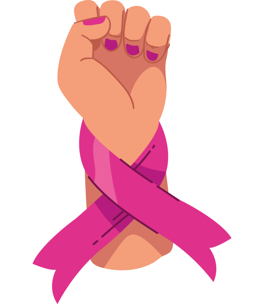breast cancer ribbon and flower isolated png