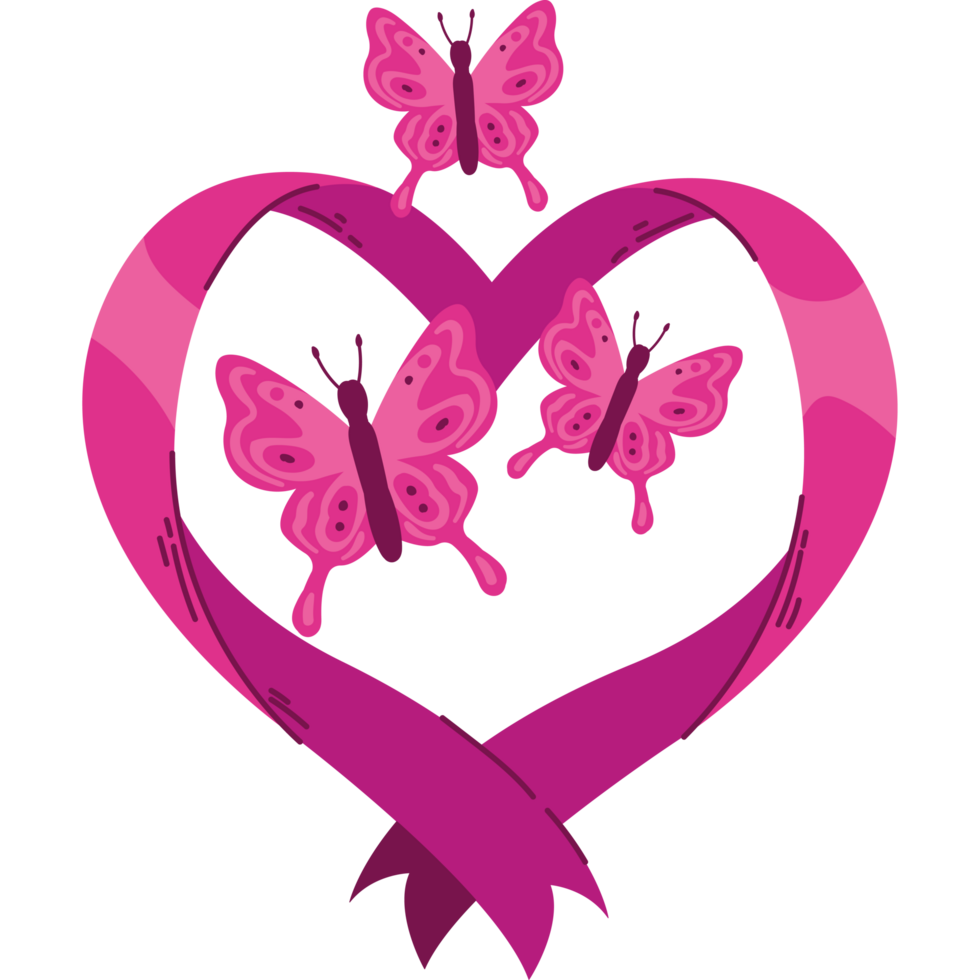 feather pink ribbon breast cancer awareness isolated png