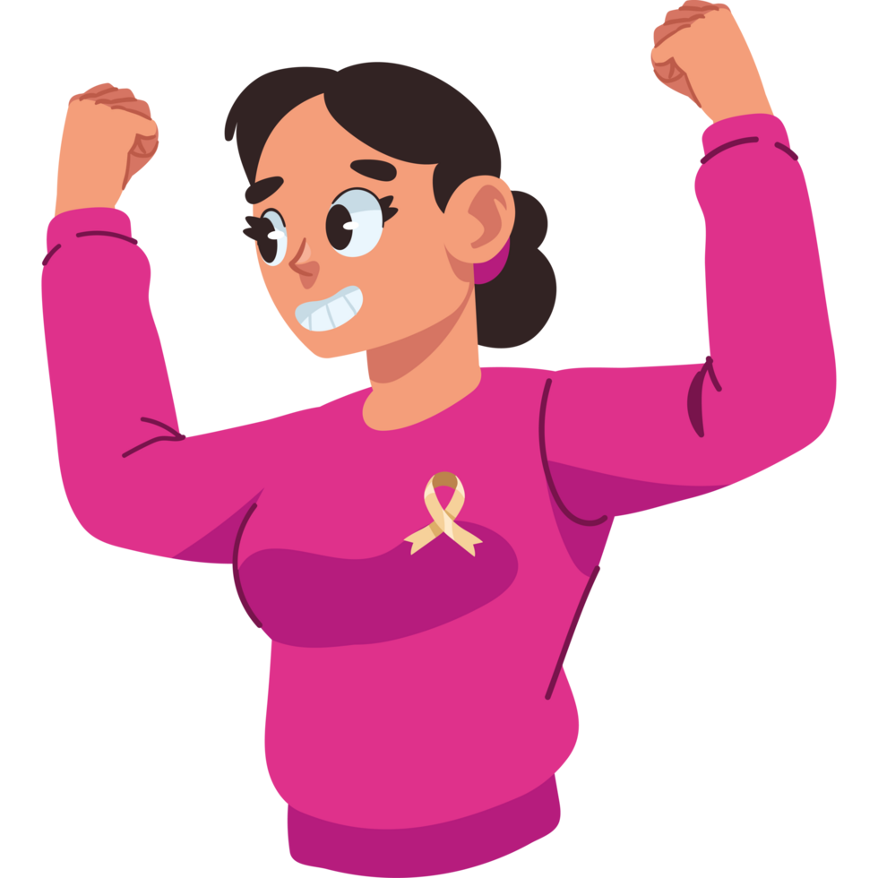 beautiful woman and pink ribbon for breast cancer awareness png