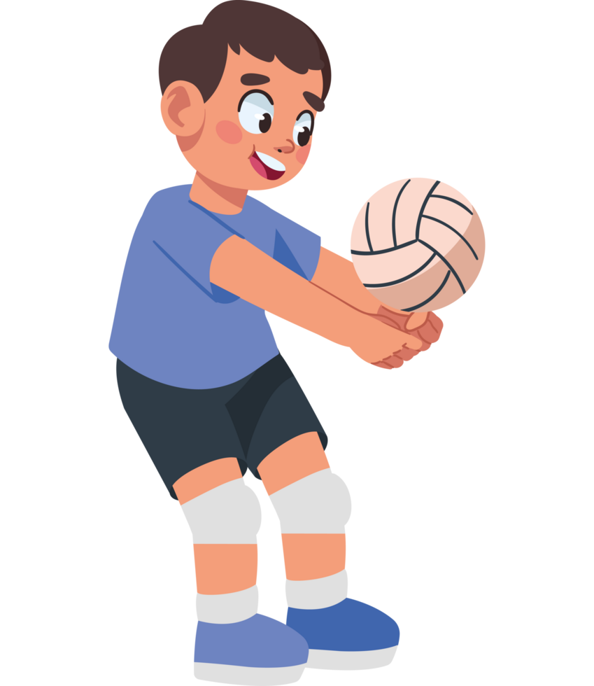 cute boy practicing volleyball isolated png