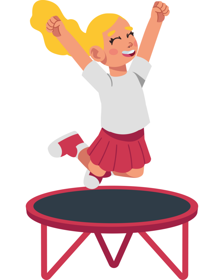 girl playing in a trampoline isolated png