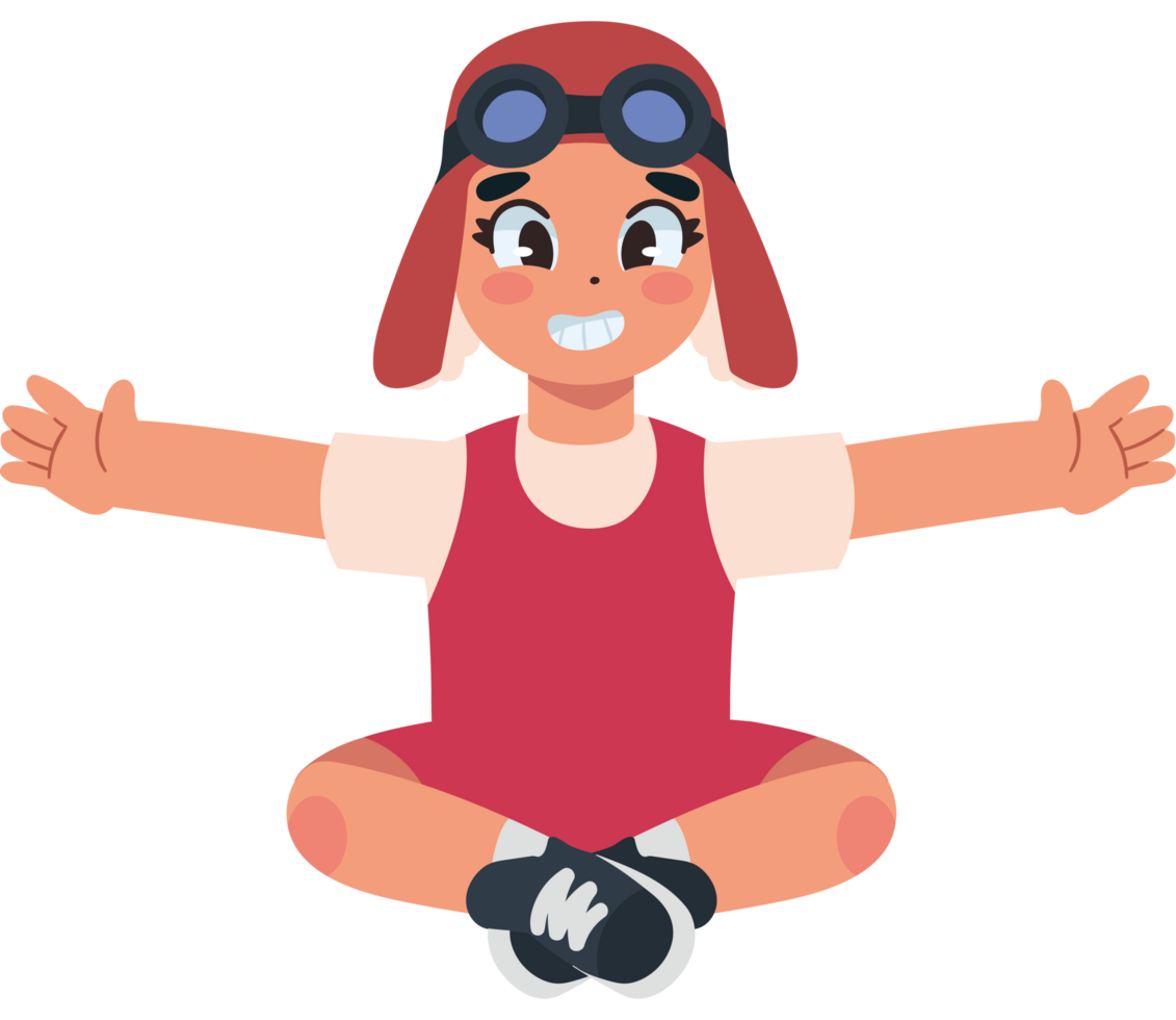 happy boy playing with pilot cap isolated png