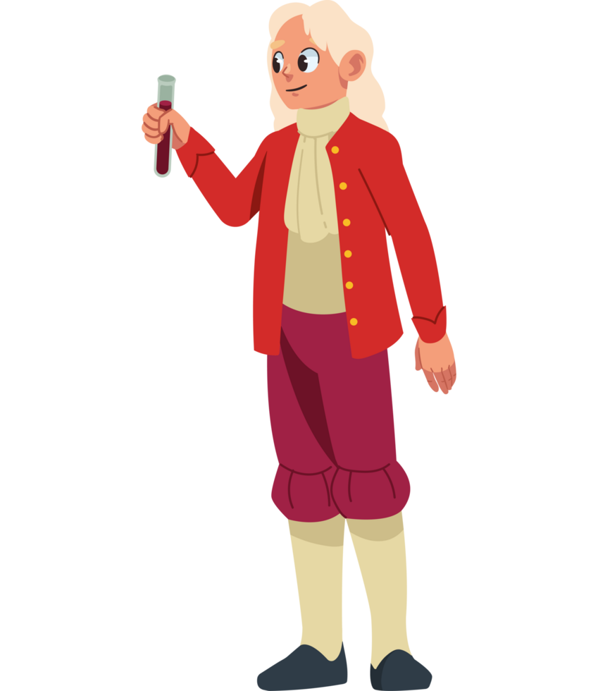 isaac newton with test tube isolated png