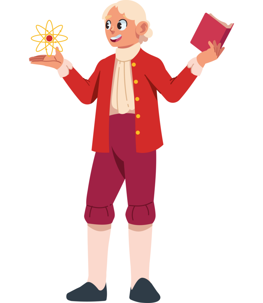 isaac newton scientist with atom isolated png