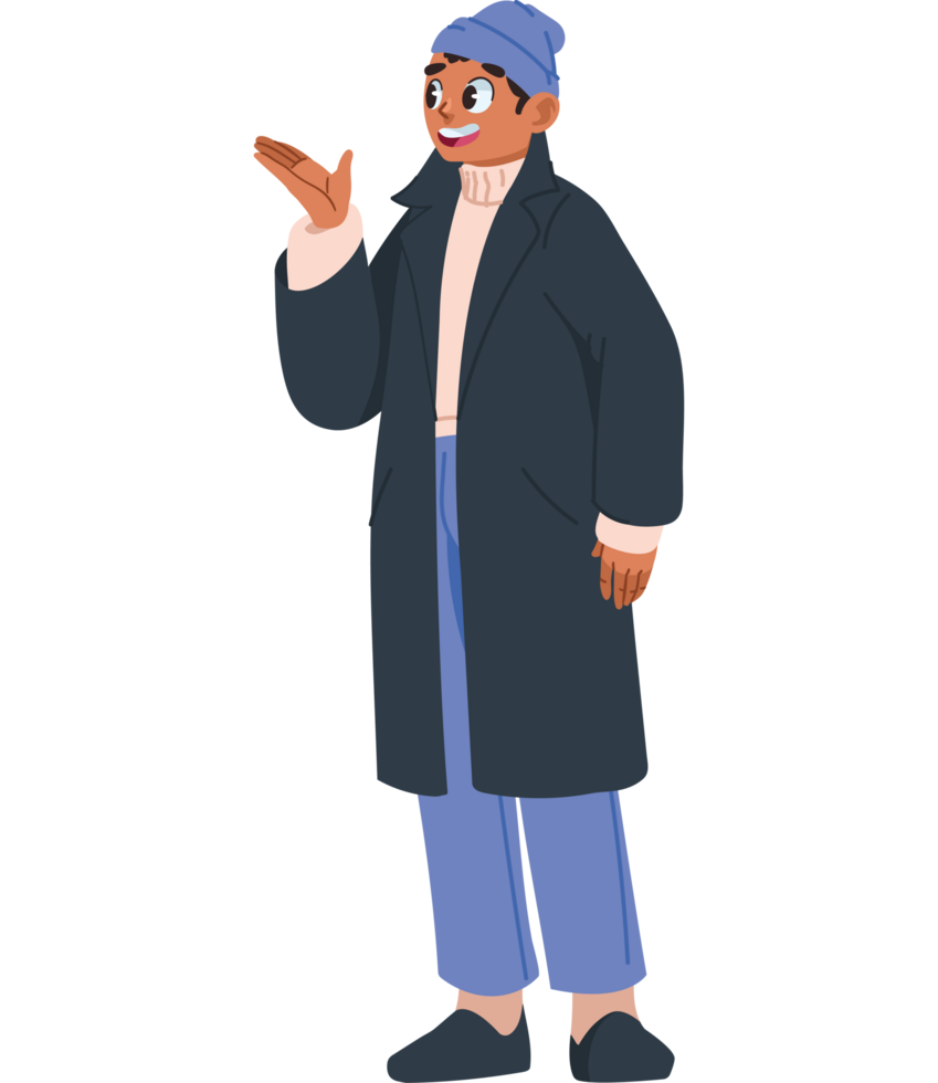 man wearing winter clothes illustration png