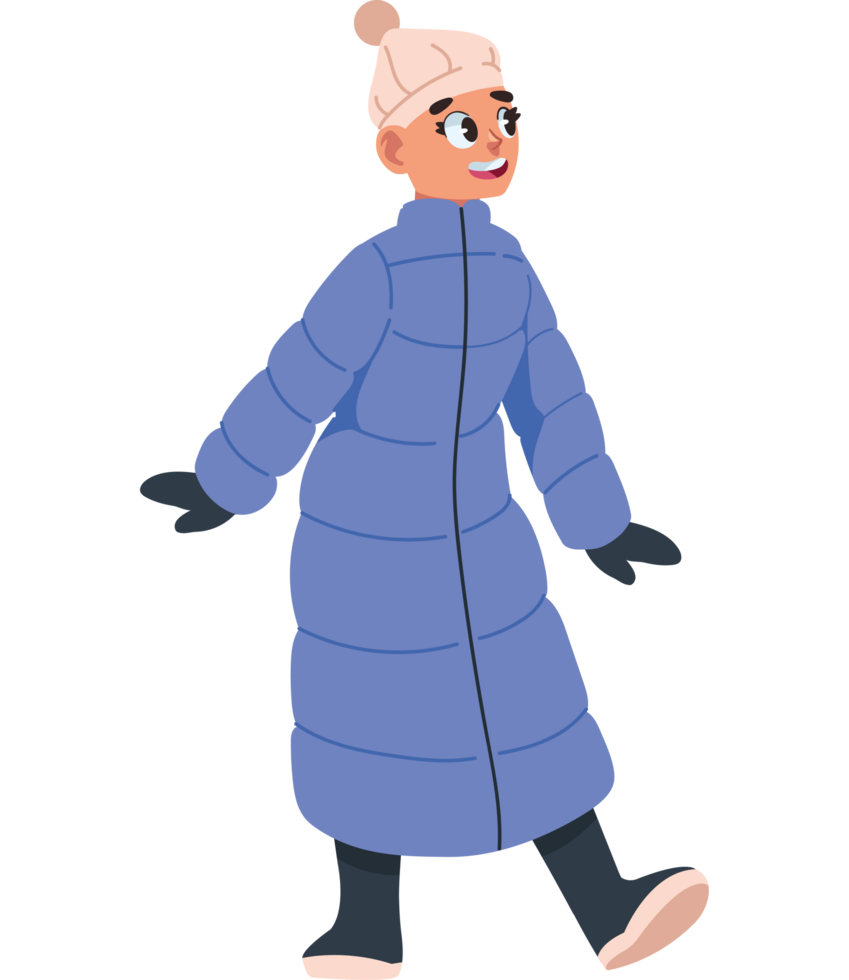 cute woman wearing winter clothes isolated png