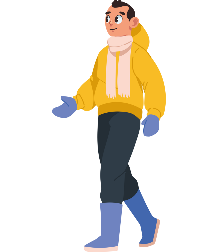 man character wearing winter clothes isolated png
