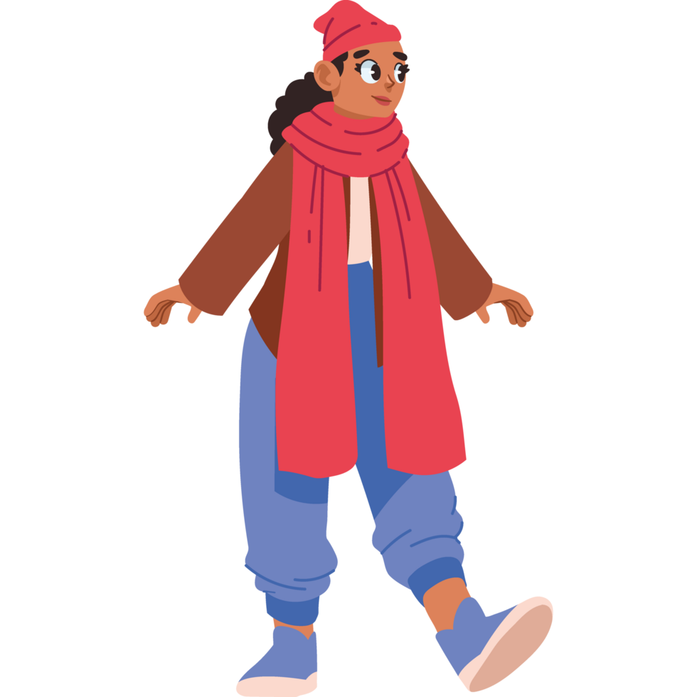 young woman wearing autumn clothes isolated png