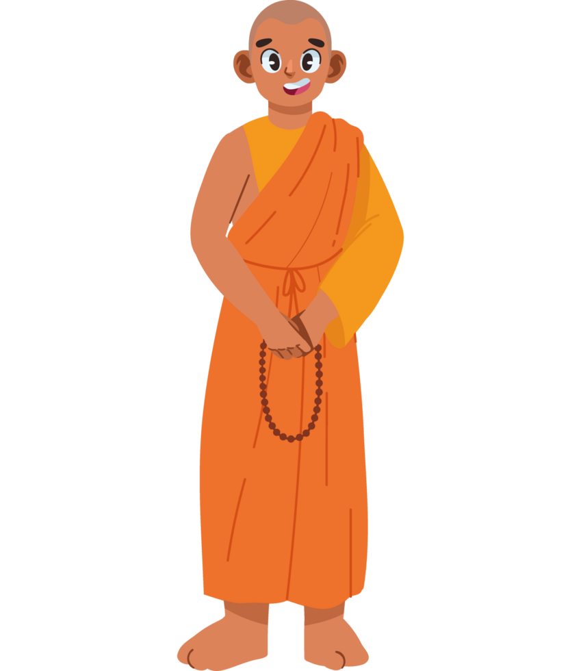 buddhist monk with traditional clothes isolated png