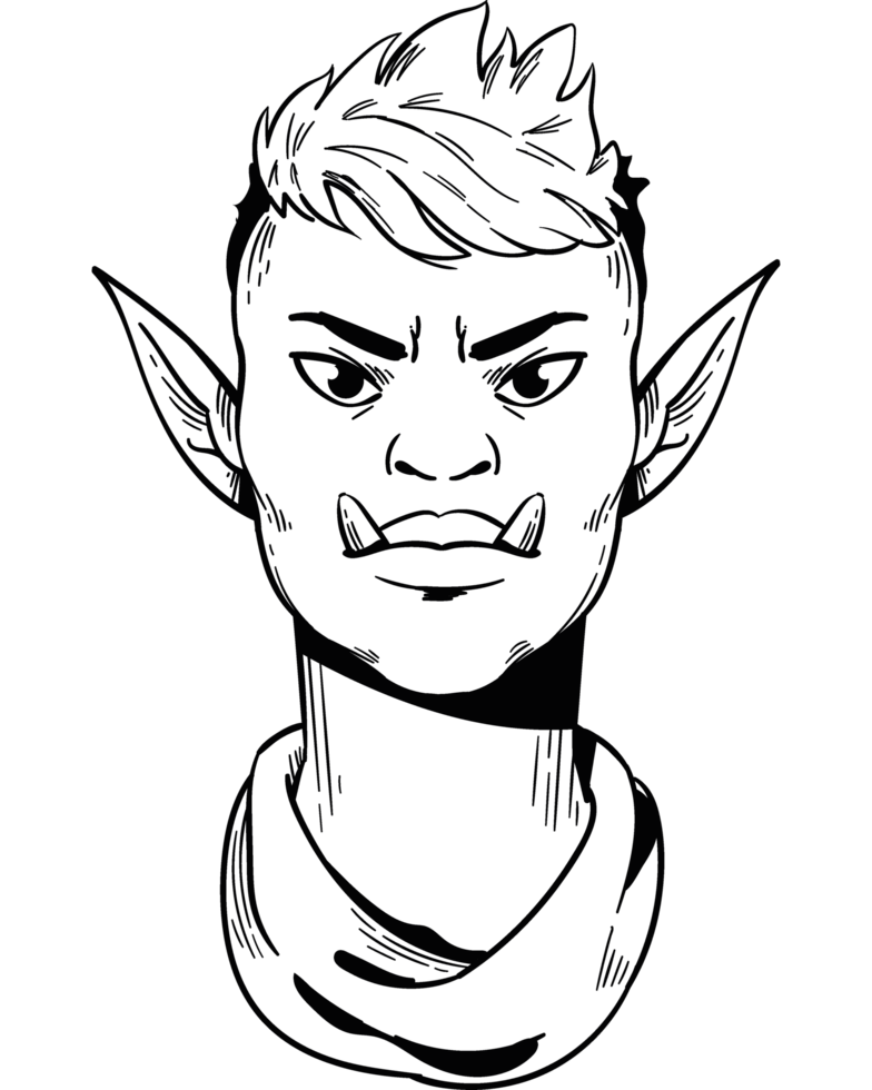 drawing of an elf man sketch isolated png