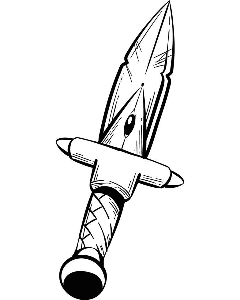 medieval dagger weapon sketch isolated png