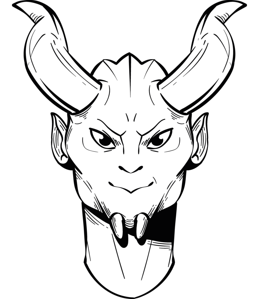 sketch fantasy devil face isolated png