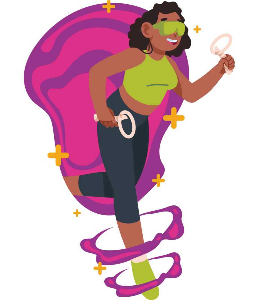 woman with vr glasses connecting to metaverse isolated design png