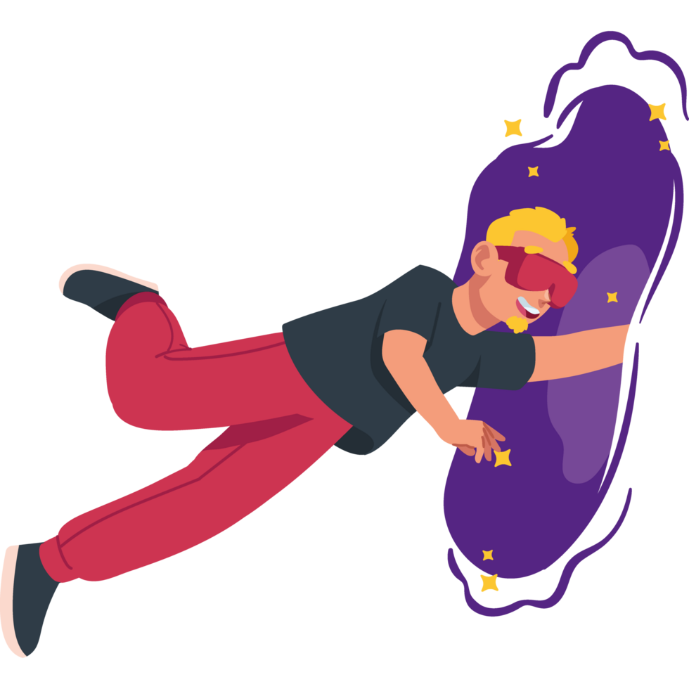 man with vr glasses immersed into metaverse png